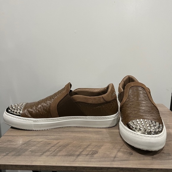 Mens Philipp Plein brown crocodile skin shoes size 44.5